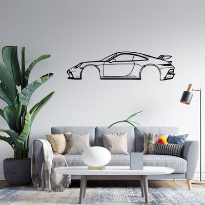 911 GT3 Modèle 992 Silhouette détaillée Art mural en métal