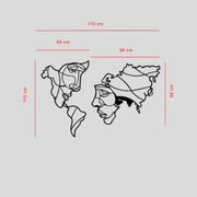 Gesichter Metall Weltkarte Gesicht, Metall Wanddekoration, Wohndekoration aus Metall, Kunstwerk, Wandkunst, Metallkunst, Wanddekoration, Wohnkunst, Bürokunst