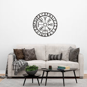 Vegvisir Wayfinder Metal Wall Art , Vegvisir Runic Compass Metal Wall Decor , Mur en métal suspendu , Cadeau de pendaison de crémaillère , Viking Compass Wall