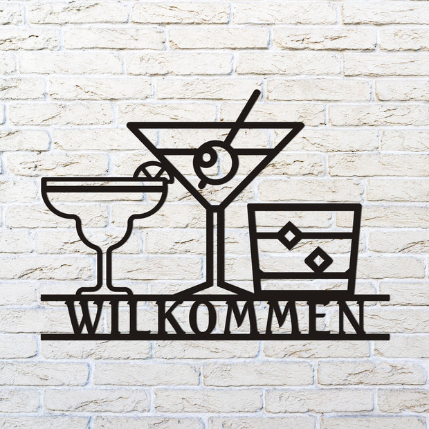 Personalisierte Bar-Thema-Wandkunst aus Metall, Martini-Wanddekoration aus Metall, individuelle Wandkunst aus Metall, Einweihungsgeschenk, Hausgeschenk, Whisky-Wandkunst