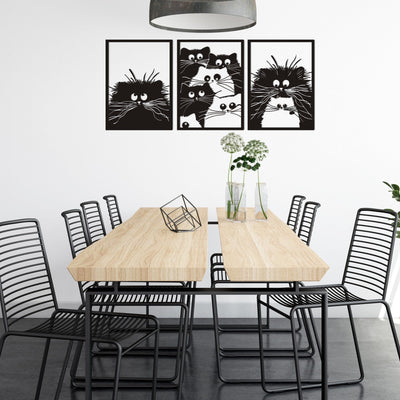 Nordische Katze Metall-Wandkunst (3er-Set), Katzen-Metall-Wanddekoration, Büro-Metall-Wandkunst, nordische Katze-Metall-Wandschild, Geschenk zur Wohnungserwärmung