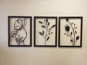 Fleurs Metal Wall Art (Ensemble de 3), Décoration murale en métal de fleurs, Art mural en métal de bureau, Décoration murale en métal de jardin d’hiver, Cadeau de pendaison de crémaillère