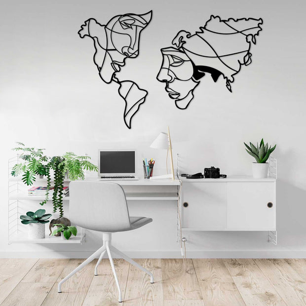 Faces Metal World Map Face,Metal Wall Decor, Home Metal Decor, Art Work, Wall Art, Metal Art, Wall Decoration , Home Art, Office Art