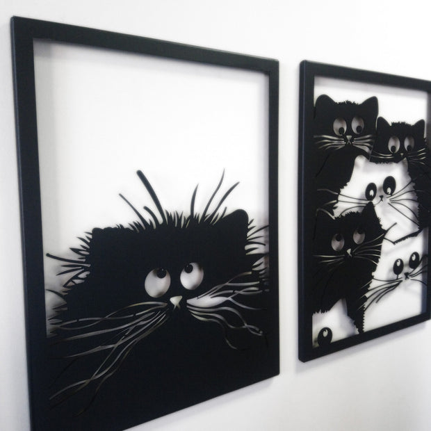 Nordische Katze Metall-Wandkunst (3er-Set), Katzen-Metall-Wanddekoration, Büro-Metall-Wandkunst, nordische Katze-Metall-Wandschild, Geschenk zur Wohnungserwärmung