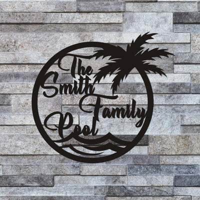 Panneau de piscine familial personnalisé, panneau de palmier de piscine, panneau de cabane dans les arbres, panneau de nom de famille, panneau de nom de famille