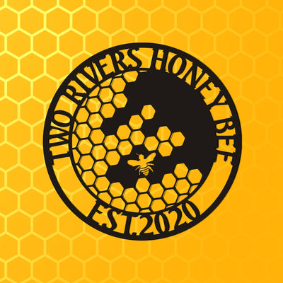 Panneau de ferme à thème d’abeille personnalisé, panneau d’abeille à miel, art mural de panneau de ferme à thème d’abeille personnalisé, mur de famille d’abeilles à miel, panneau en métal, panneau de nom de famille personnalisé