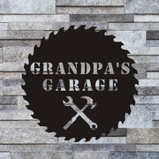 Lame de scie personnalisée avec signe de lame de scie - Garage de papa - Garage de grand-père - Panneau de garage en métal - Garage des menuisiers