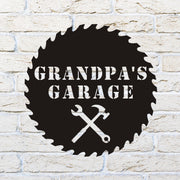 Personalized Sawblade Sign  Saw Blade  - Papa's Garage - Grandpa's Garage - Metal Garage Sign - Woodworkers Garage