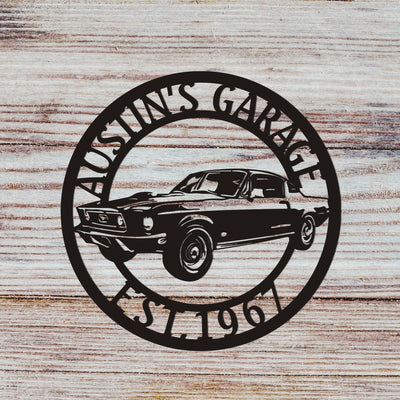 Ford Mustang Metal Sign, Mustang 1967, Panneau de garage, Panneau de voiture
