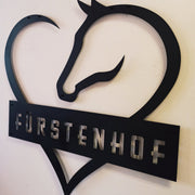 Signe personnalisé de coeur de cheval, décor de cheval en métal, signe en métal de coeur de cheval, signe d’amour de cheval, cadeau pour l’amant de cheval, signe d’amant de poney, équestre