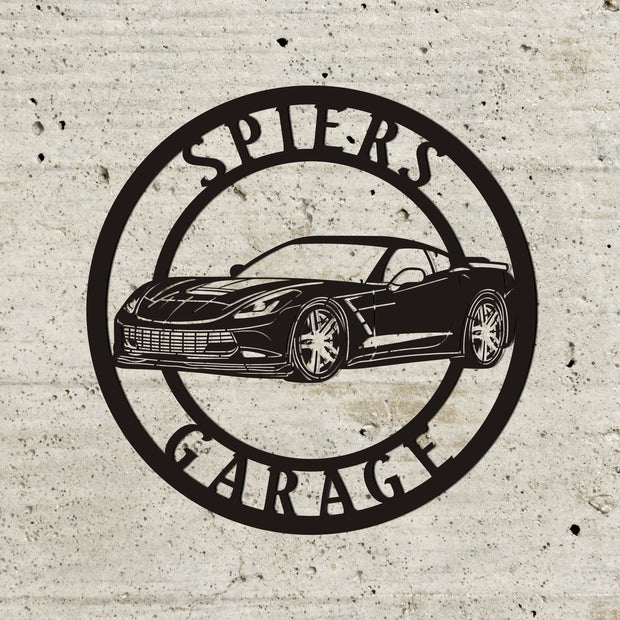 Panneau métallique Corvette C7, panneau Chevrolet, panneau de garage,