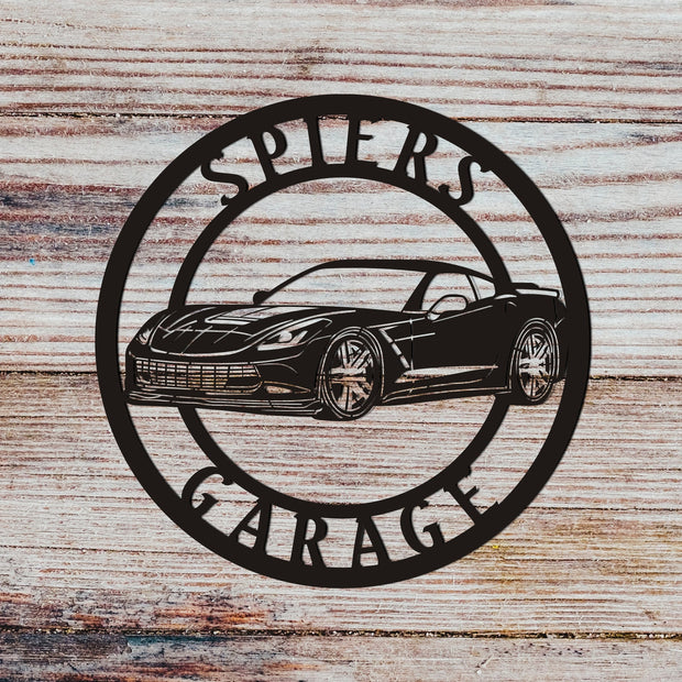 Panneau métallique Corvette C7, panneau Chevrolet, panneau de garage,