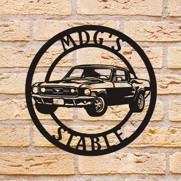 Ford Mustang Metal Sign, Mustang 1968, Panneau de garage, Panneau de voiture