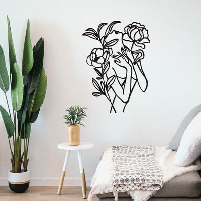 Metal Line Art, Woman Nude Line Art, Office Wall Art, Minimalist Wall Art, Bedroom Wall Art, Bedroom Decor, Flower Art, Flower Woman