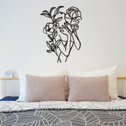 Art au trait métallique, Art au trait nu de femme, Art mural de bureau, Art mural minimaliste, Art mural de chambre à coucher, Décor de chambre à coucher, Art floral, Femme fleur