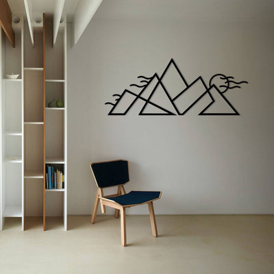 Berg - Sonne Metall Wandkunst, große Berg Metall Wandkunst, minimalistisches Wandschild, Natur Berg Wanddekoration, Hügel Metall Dekor
