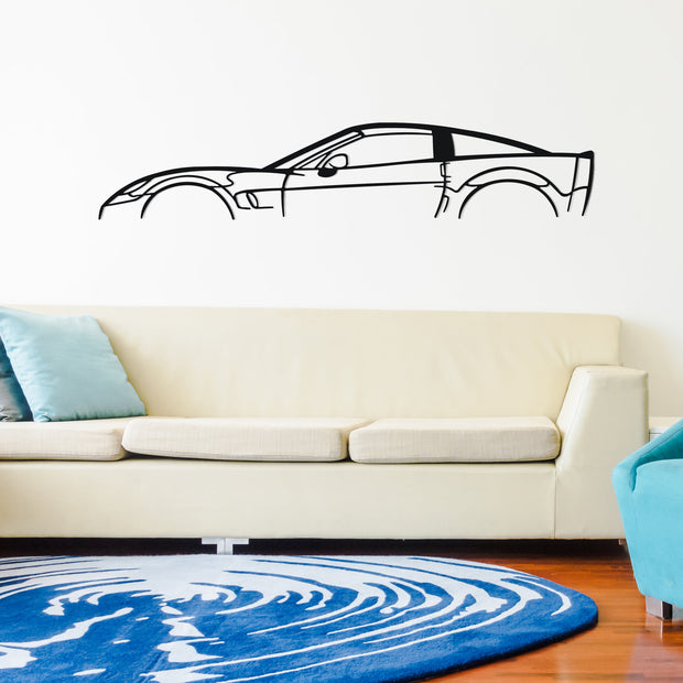 Art mural en métal silhouette Corvette C6