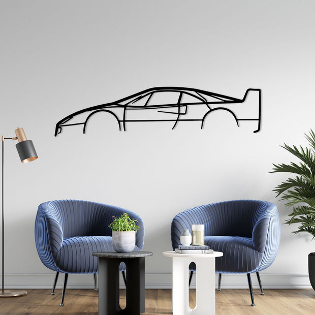 Ferrari F40 Silhouette Metallwandkunst