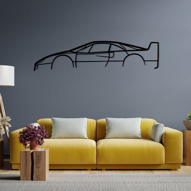 Ferrari F40 Silhouette Metallwandkunst