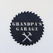 Lame de scie personnalisée avec signe de lame de scie - Garage de papa - Garage de grand-père - Panneau de garage en métal - Garage des menuisiers
