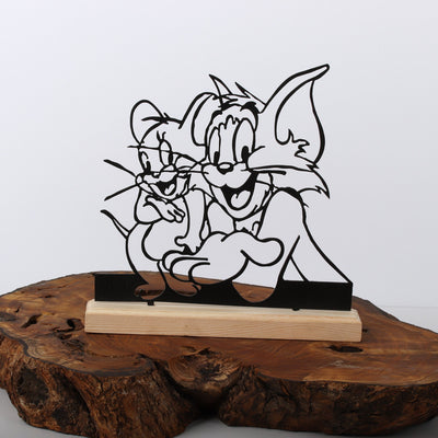 Sculpture en fil de Tom Jerry, mémorial pour animaux de compagnie, portrait d’animal de compagnie, art en fil de fer, cadeau, décoration de bureau, accessoires de bureau, décor d’étagère, décor d’étagère