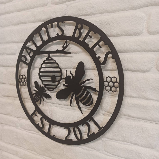 Custom Bee Theme Farm Metal Wall Art , Personalized Bee Theme Wall Sign , Custom Last Name Sign , Personalized Farm Wall Decor , Custom Farm