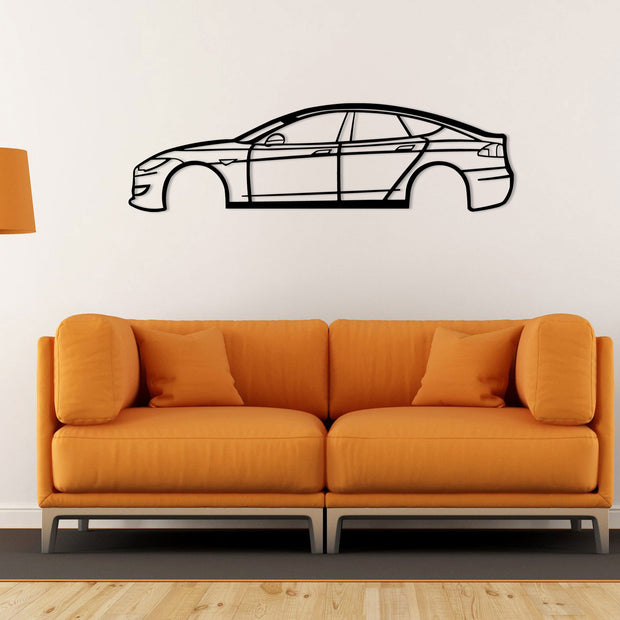 Tesla Model S Silhouette Metal Wall Art