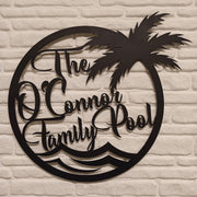 Personalized Family Pool Sign, Pool Palm Tree Sign, Tree House Sign, Last Name Sign, Family Name Sign