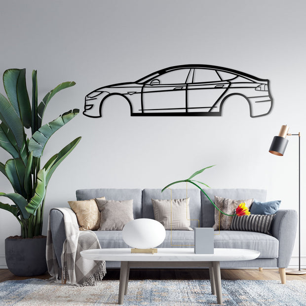 Tesla Model S Silhouette Metallwandkunst