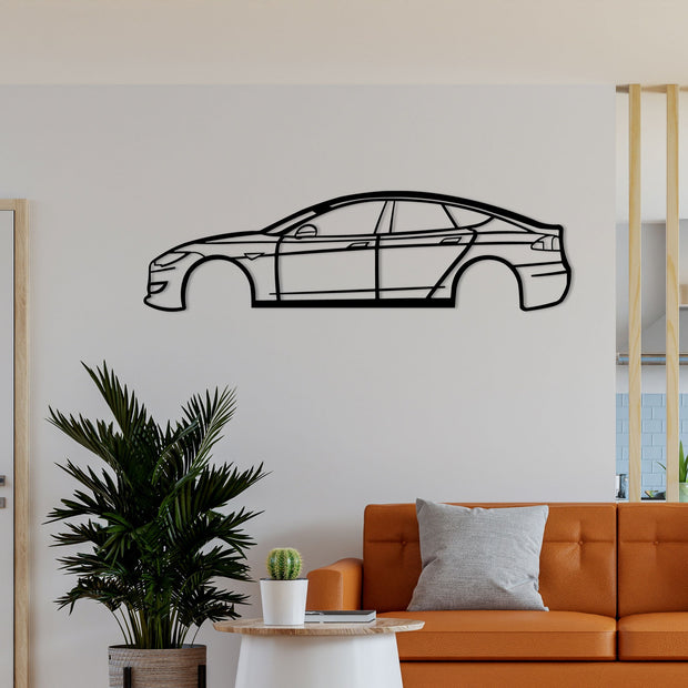 Tesla Model S Silhouette Metal Wall Art