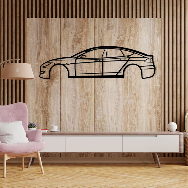 Tesla Model S Silhouette Metal Wall Art