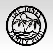 Personalized Family Pool Sign, Pool Palm Tree Sign, Tree House Sign, Family Name Sign, Tropical Patio or Pool Sign, Tropical Sign