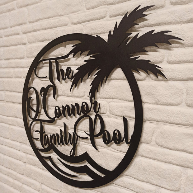 Personalized Family Pool Sign, Pool Palm Tree Sign, Tree House Sign, Last Name Sign, Family Name Sign