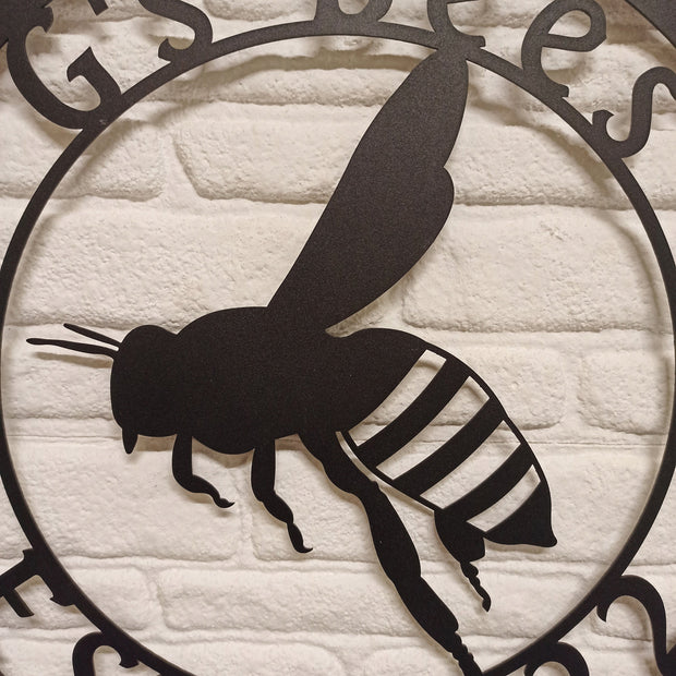Familienname der Honigbiene, Bienenfarm, Metallschild, individuelles Nachnamenschild, Familiennameschild, Bienenwandkunst, Honigbienenschild, Bienenwandkunst