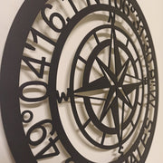Personelized Nautical Compass Metal Wall Art with GPS Coordinates