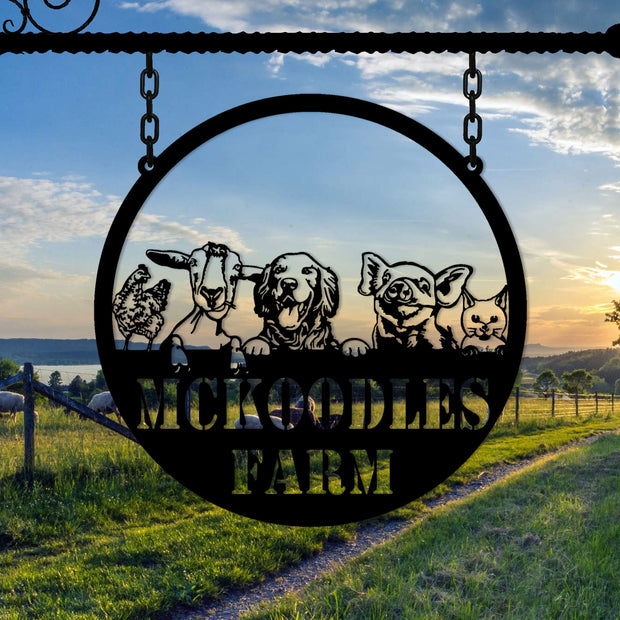 Personalized Farm Sign With Established Date, Metal Sign Personalized, Barn Sign, Metal Farm Sign With Goats Pig Chicken Got Chicken Farm