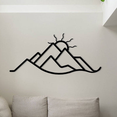 Berg-Metall-Wandschild, großes Berg-Metall-Wandkunst, minimalistisches Wandschild, Natur-Berg-Wanddekoration, Hügel-Metall-Dekor