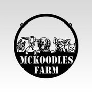 Personalisiertes Bauernhofschild mit festgelegtem Datum, personalisiertes Metallschild, Scheunenschild, Bauernhofschild aus Metall mit Ziegen, Schwein, Huhn, Hühnerfarm