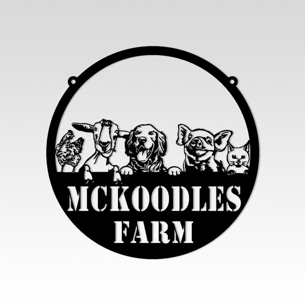 Personalisiertes Bauernhofschild mit festgelegtem Datum, personalisiertes Metallschild, Scheunenschild, Bauernhofschild aus Metall mit Ziegen, Schwein, Huhn, Hühnerfarm