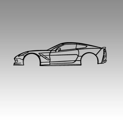 Corvette C7 Silhouette Metallwandkunst