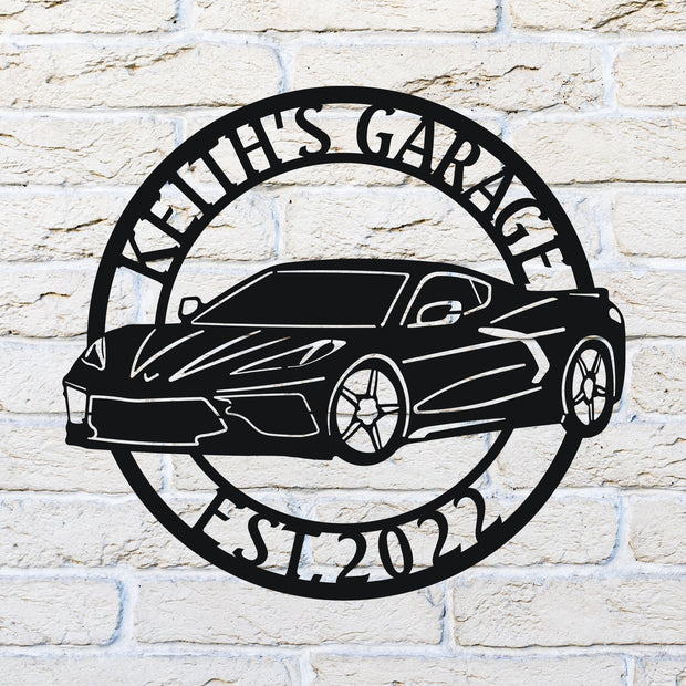 Corvette C8 Metal Sign, Chevrolet Sign, Garage sign,