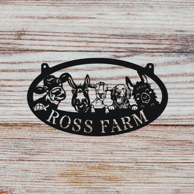 Personalized Farm Sign With Established Date, Metal Sign Personalized, Barn Sign, Metal Farm Sign With Goats Alpaca Sheep Cow Farm