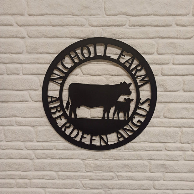 Signe de ferme de vache, signe de veau, signe en métal de ferme de vache, ferme de signe en métal, signe de nom de famille, signe de nom de famille personnalisé